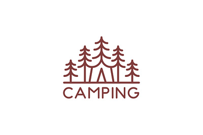 Simple Camping Logo adventure branding camp camping design exclusive forest housing illustration jungle line logo minimalist natural nature pine scout simple tourism travel
