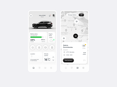 Car App - Monochromatic - CA20041239 advancedui appdesign automotiveinterface carappdevelopment ecodriving electricvehicleapp gray innovativecartech mobile mobileapp monochromatic techinnovation ui