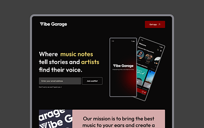 Hero Section of a music app landing page hero section landingpage uiux web design