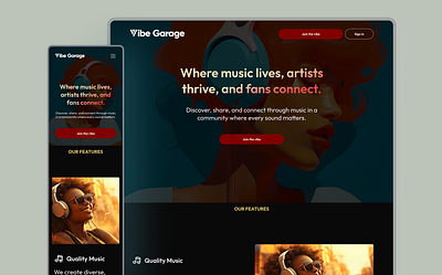 Vibe Garage: Hero Section hero section landingpage uiux web design