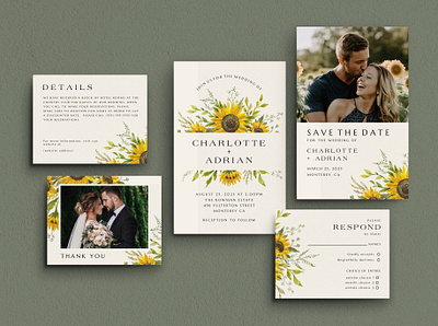 Wedding / Sunflowers graphic design invitation design wedding