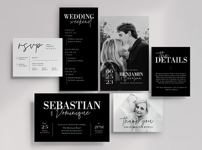 Wedding / Black & White graphic design invitation design wedding