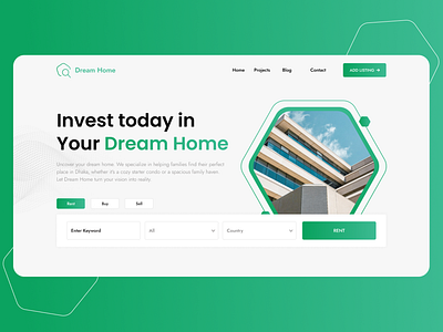 Dream Home - Real Estate Website agency website business website minimal design real estate real estate agent ui website website design