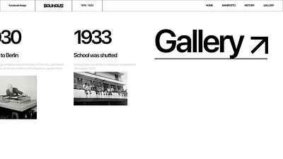 Bauhaus Legacy website gallery page design animation bauhaus black and white concept design gallery interaction interface responsive ui user interface design ux web webdesign website