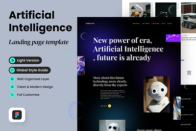 Artificial Intelligence Landing Page app landing page design kit figma flowchart landing page template mobile landing page product landing saas landing sketch software startup landing page theme web design mockup website design website template