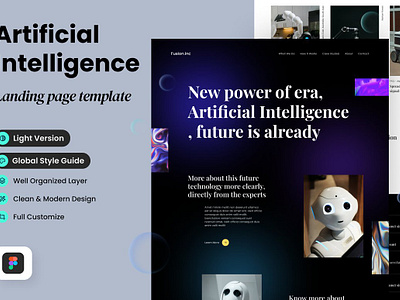 Artificial Intelligence Landing Page app landing page design kit figma flowchart landing page template mobile landing page product landing saas landing sketch software startup landing page theme web design mockup website design website template