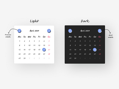 Simple Calendar 3d calendar clean dark date design element figma light minimal minimalist month time ui ui design uiux ux ux design web design year