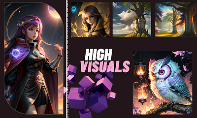 High Visual Art | Characters | AI Digital Art 3d ai animation artifical intelligence branding characters design digital art graphic design high visuals illustration landscape logo motion graphics typography ui ux vector