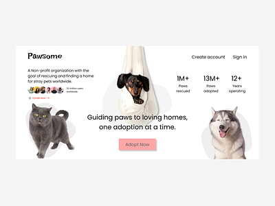 Pawsome landing page figma landing page ui user interface web designer website website design