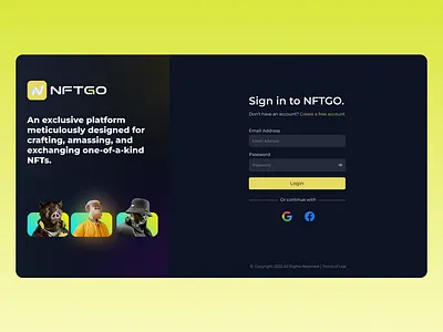 Login Page - NFTGO dark login loginpage nft theme trending ui