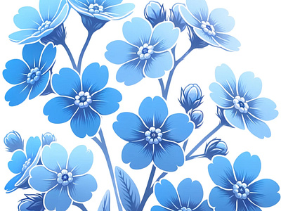 Azure Blooms by Aravind Reddy Tarugu aravind art artistic blossoms blue flowers botanical art clean graphics delicate charm design detailed petals floral vector forget me not gentle flowers illustration nature illustration reddy serene nature spring flora tarugu vector vibrant art