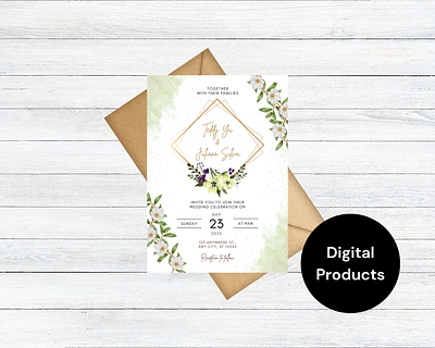 Marriage invitation white flower with canva editable templates canva invitation card opening card wedding card