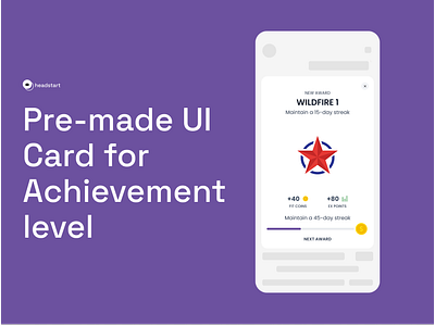 UI Card to Show Achievement Level achievement app design figma gamification rewards ui ui design ui kit uiux ux ux design