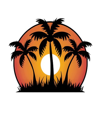 SUNSET WITH PALM TREES 3d design fathersdayt shirtdesign graphic design illustration logo palm tree sunset plamtrees plamtreeslogo sea sun sunset tshirt ui