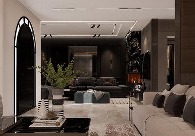 Cozy Opulence 3d animation archi architecte branding graphic design house inspiration interior design livingroom luxury marbre modern