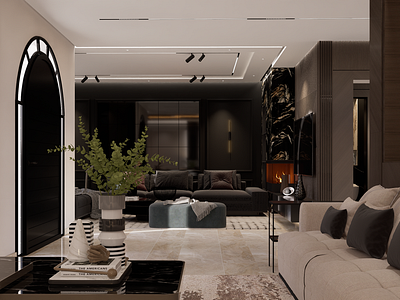 Cozy Opulence 3d animation archi architecte branding graphic design house inspiration interior design livingroom luxury marbre modern