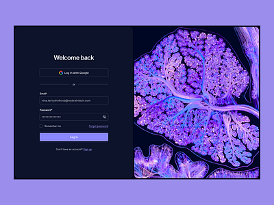 myBrain Tech | Log In brain button input interface label log in neuroscience sign in sign up ui ux web