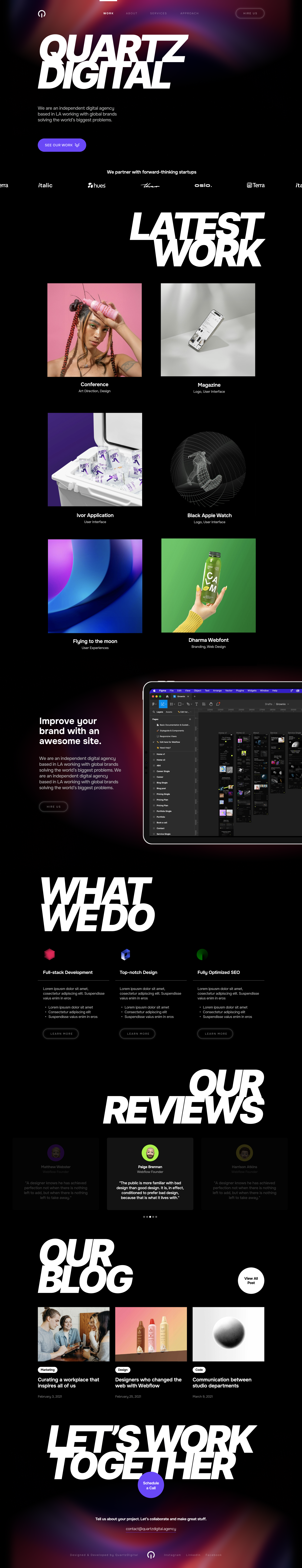 Quartz Digital Landing Page branding clean design graphic design illustration logo minimal ui ux vector web web design website