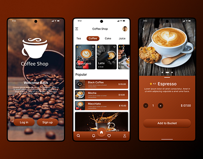 Coffee Shop Mobile App UI Design app design coffee shop mobile app ui design user interface website design