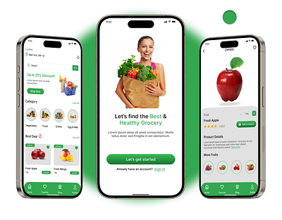 Grocery Mobile App UI Design app design grocery app mobile app ui design user interface