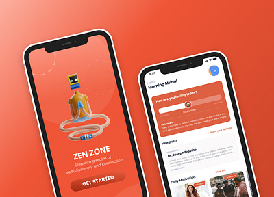 Zen Zone - Gateway to inner peace and connection application branding doctor events graphic design logo medical meditation mobile networking peace ui