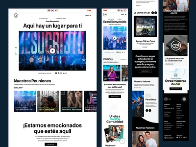 Gospel app barranquilla branding cbi centro biblico internacional clean design flat fold footer gospel iglesia illustration layout live sermon ui ux watch sermon web