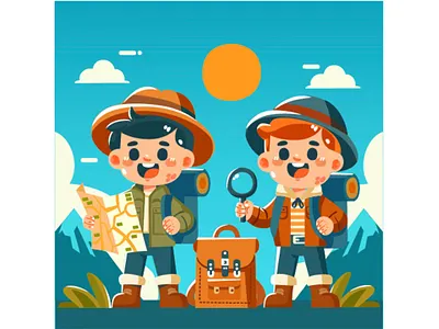 Hand Drawn National Scavenger Hunt Day Illustration celebration clues day event festival game hunt illustration item kids national nature outdoor party scavenger school team treasure vector work