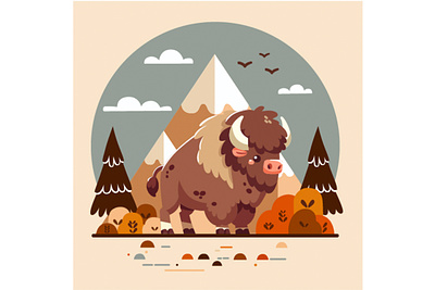 National Wyoming Day Illustration america bison celebration cowboy culture day downtown event history illustration mountain nation national nature park road state symbol trip wyoming
