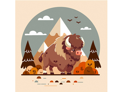 National Wyoming Day Illustration america bison celebration cowboy culture day downtown event history illustration mountain nation national nature park road state symbol trip wyoming