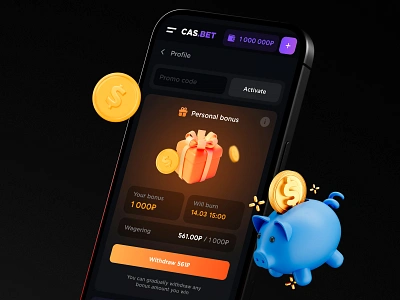 Casino: Personal Bonus betting casino casino app casino branding casino ui ux dashboard gambling game ui gaming igaming live bet lucky mobile casino online betting original games personal bonus sport bet table games web casino withdrawal