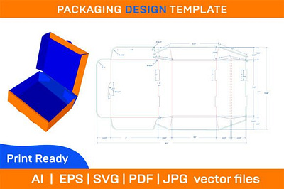Food Box Dieline Template Without Glue box box die cut branding design dieline illustration packaging packaging design vector
