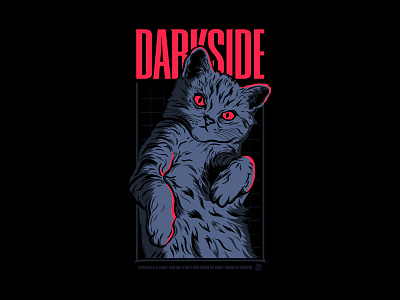 Darkside animal apparel cat digital drawing drawing illustration kitty procreate streetwear tshirt