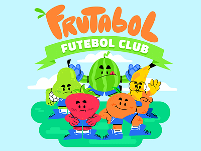 Frutabol dribbble flat flat design football fruits illustration illustrator new soccer vector