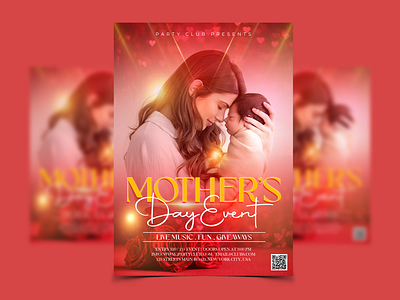 Mother's Day Event Poster Design 2nd sunday advertising branding colorfull dark design event design event poster eyecatchy flyer gorgeous graphic design marketing may modern mothers day party event party poster partyclub poster red