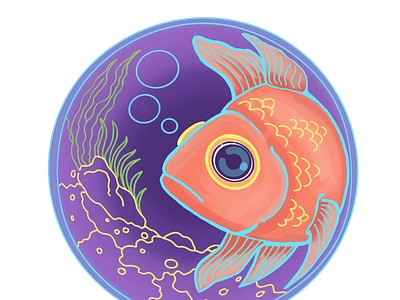 Fish in a Fish Eye View (Sticker) design drawing freehand graphic design illustration logo procreate sticker sticker mule