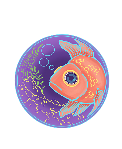 Fish in a Fish Eye View (Sticker) design drawing freehand graphic design illustration logo procreate sticker sticker mule