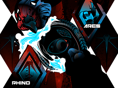 RHINO ARES - Martian Arms Company animals arms company birds brand creatures fantasy flag logo mars monsters occult rebel revolution rhino sci fi space weapons