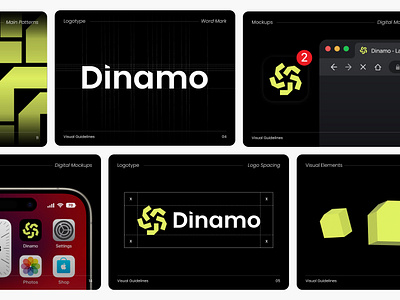 Dinamo - Visual Identity Exploration 3d black brand brand design branding design graphic design illustration lime logo minimalist modern ui vector