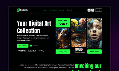 Digital Art NFT Landing Page Design animation digitalartdesign lending page nft ui uiux visual web design website