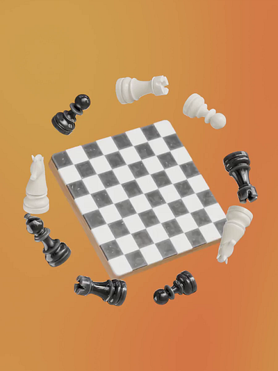 Swing, float, random transformation 3d animation blender branding card chess gif motion graphics paper