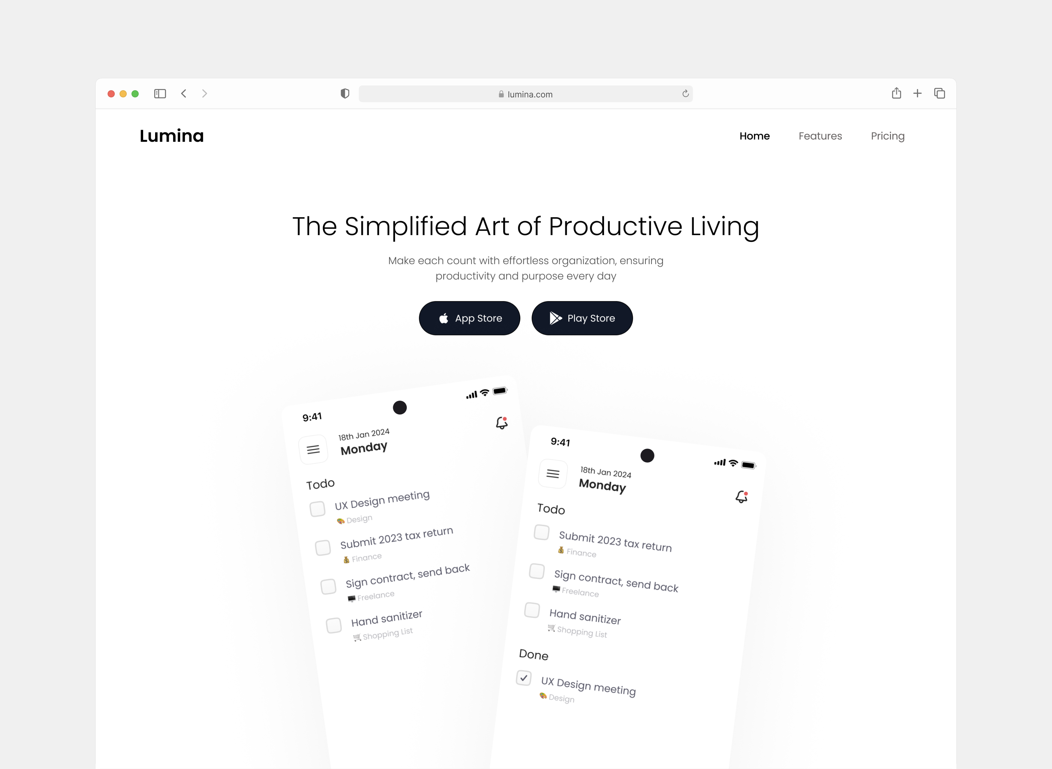 Lumina - Task Management Landing Page branding daily ui graphic design landing page productivity project tracking task landing page task management landing page task management website trending ui ui ui design ux design visual design web web design website website design