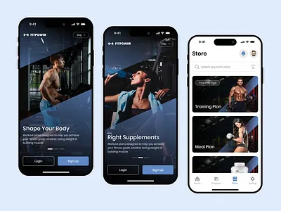 Fitpower - Fitness App | Fitness Tracking App UI app app design app landing app ui app ux design designer fitness fitness app fitness app ui landing ui uiux ux web design website website design