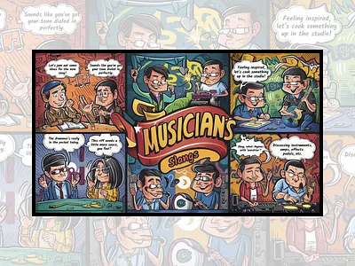 Snippets from a Musician's Life branding comic dailyui design designhumor developersvsdesigners gen ai graphic design illustration ui