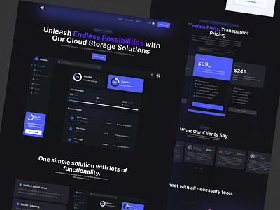Cloud Storage Solutions SaaS Dashboard Website Design cloud solutions cloud storage cloud storage saas data management data security remote access storage dashbaord storage design
