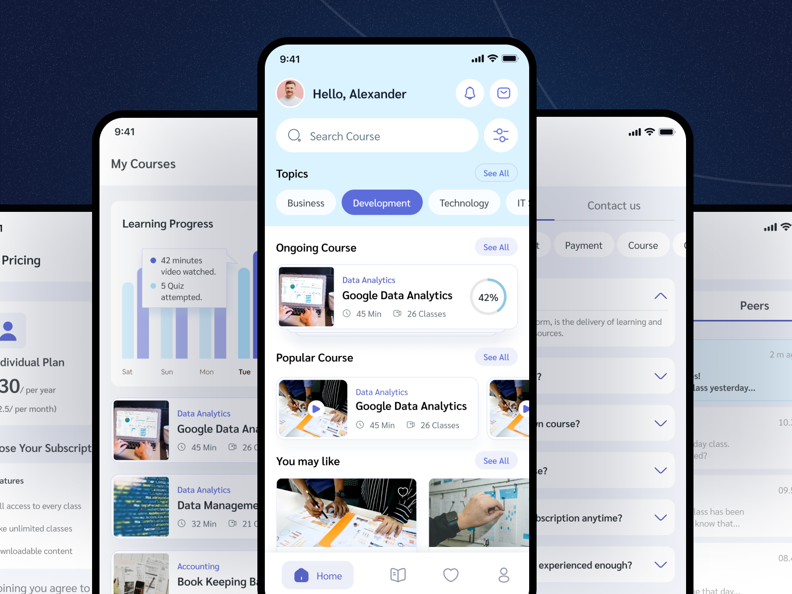 Example of Arc E Learning & Online Class App UI Kit