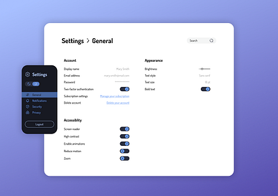 Daily UI #007 - Settings dailyui dailyui007 design graphic design graphicdesign ui