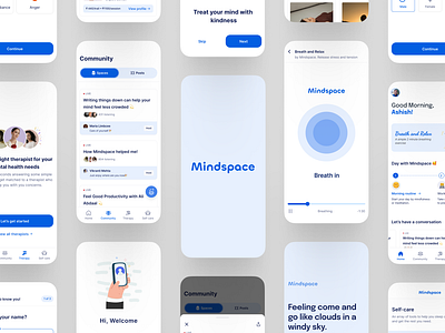 Mindspace — Simplifying Meditation anxiety app design color color theory community design figma headspace meditation meditation app meditation ui minimal relax ui ui ux design uidesign uiux