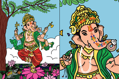 Nritya Ganesha (Dancing Ganpati) draw drawing flat ganesh ganesha ganpati god graphic design hindi hindu illustration illustrator india vector