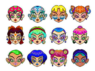 Mad Chic color design dolls face illustration makeup mask pattern photoshop sticker wacom