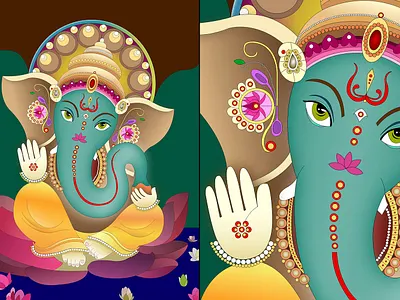Lord Ganesha Illustration design festival flat ganesh ganesha ganpati god graphic design illustration illustrator india vector